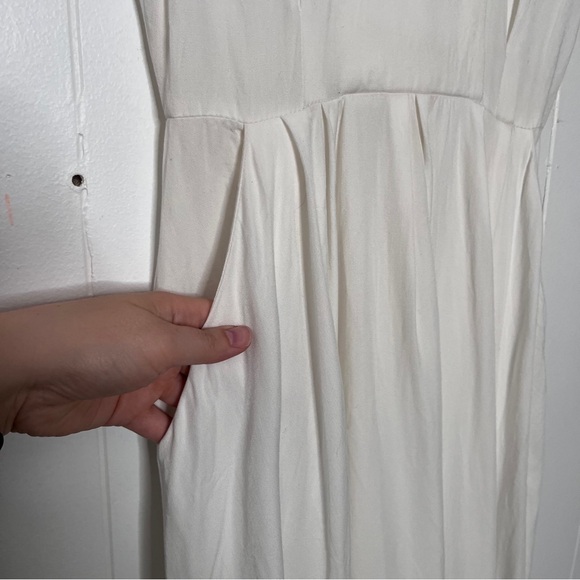 Vintage White Double-Breasted Midi Dress with pleated full skirt Retro Women 4 - Picture 7 of 9